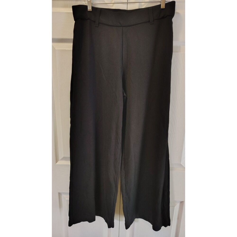 Lee Women's Ultra Lux Comfort Wide Leg Pull-On Pants Black Flat Front